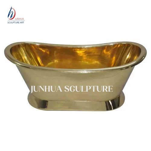 Luxury Handmade Antique Freestanding Golden Color Copper Bath Tub Stainless Steel Bathtub For Sale