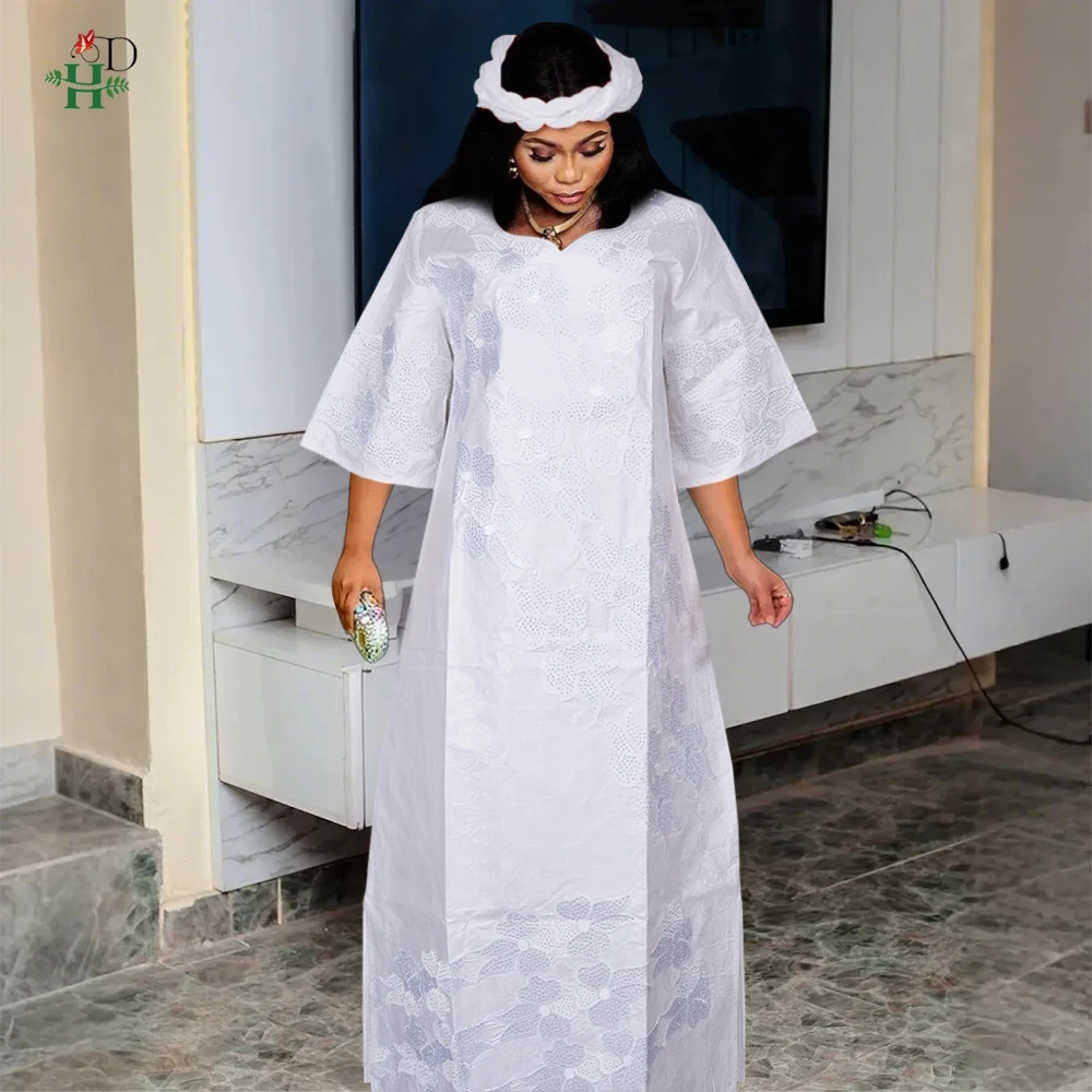 アフリカの服女性の伝統的なドレス刺繍バザンウェディングパーティードレスアンカラ Bubu ローブ Trads 着用 Djellaba 服