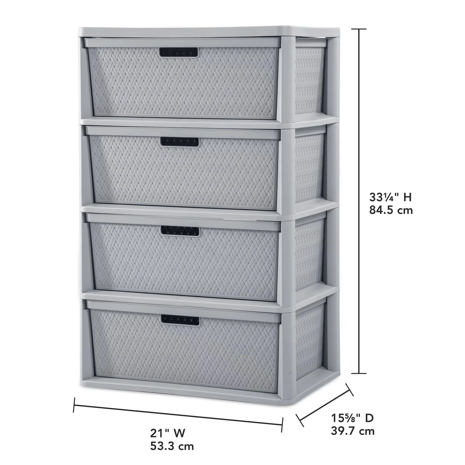 Wide 4 Drawer Cross-Weave Tower Cement