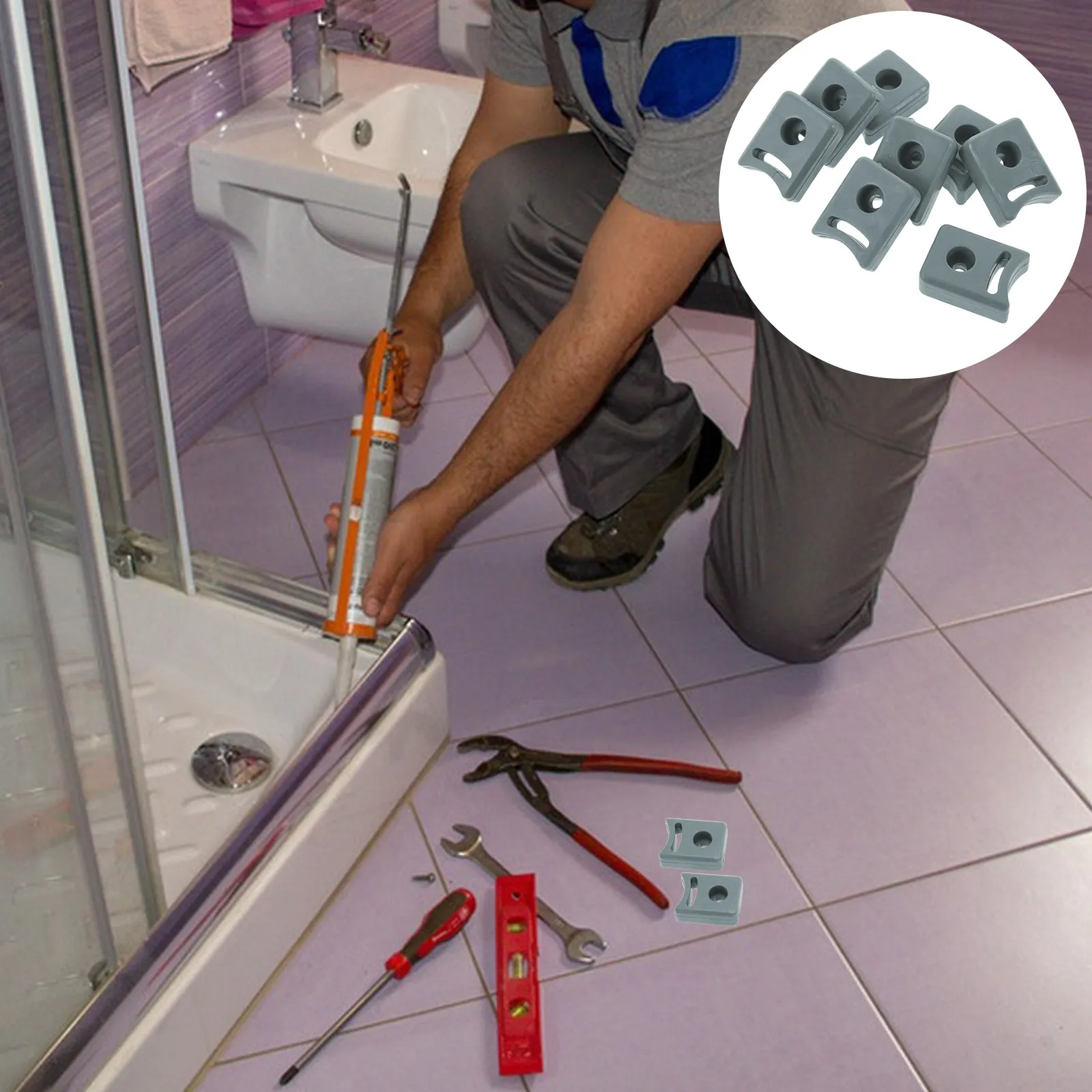 8Pcs Sliding Door Hardware Kit Guide Bumper Stop Pad Quiet Operation No-Drill Install Rounded Edge Shower Door