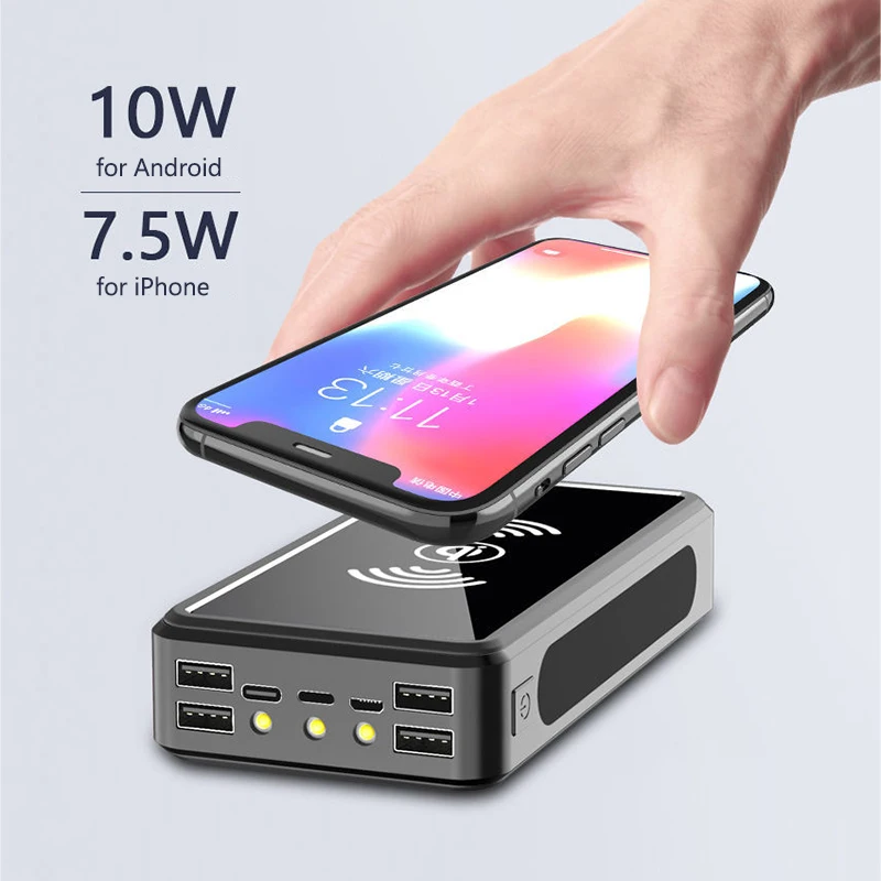 Imagem -03 - Banco de Energia Solar Portátil 50000 Mah Carregador Bateria Externa Powerbank sem Fio Iphone Xiaomi Samsung Huawei