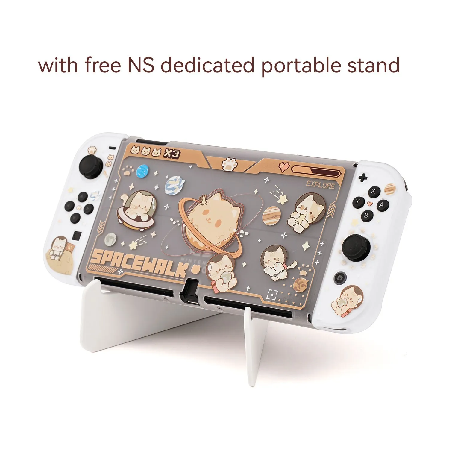 Geekshare para nintendo switch oled caso espaço gato bonito escudo protetor para nintend switch oled game console joy-con capa nova