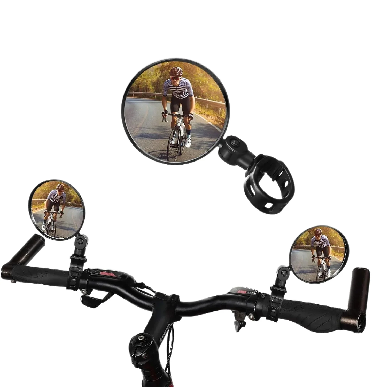 360° Adjustable Bike Rearview Mirror Rotatable Wide Angle Convex Easy Install Cycling Accessory for MTB Road Bike Adult Gift