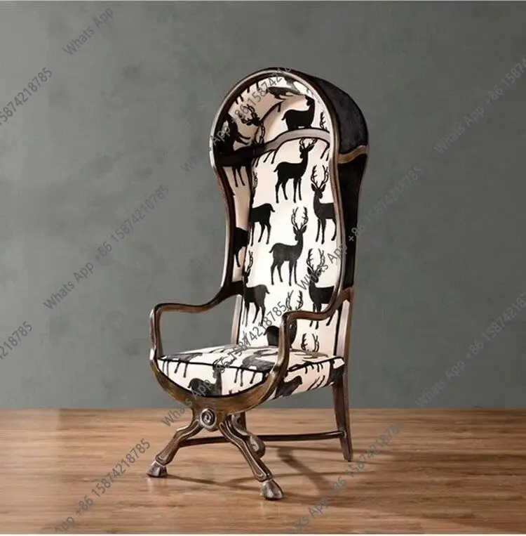

Rt American Fabric High Back Chair French Retro Fashion Single Casual Tiger Sofa Creative Fashion