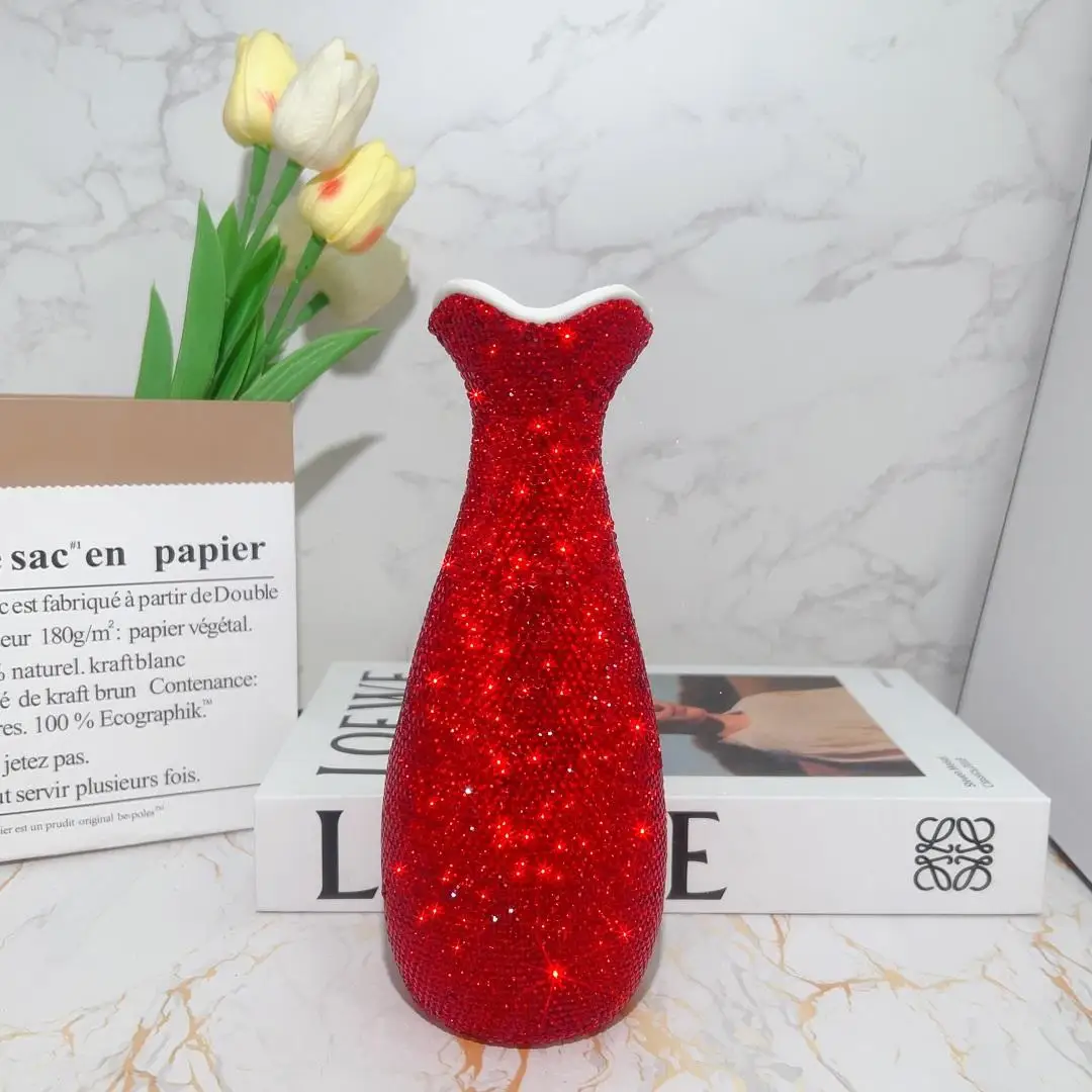 Bling Rhinestone Flower Vase Ceramics Desktop Floor Vase Living Room Decoration Flower Pot Wedding Decoration Flower Arrangement