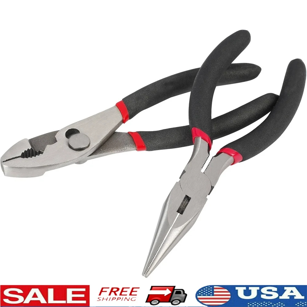 

Набор из 2 предметов, 6 дюймов, набор плоскогубцев, скользящий шарнир, длинный нос, сверхпрочные стальные инструменты, регулируемая ручка, нескользящий комфорт, идеальный ремонт дома, сделай сам