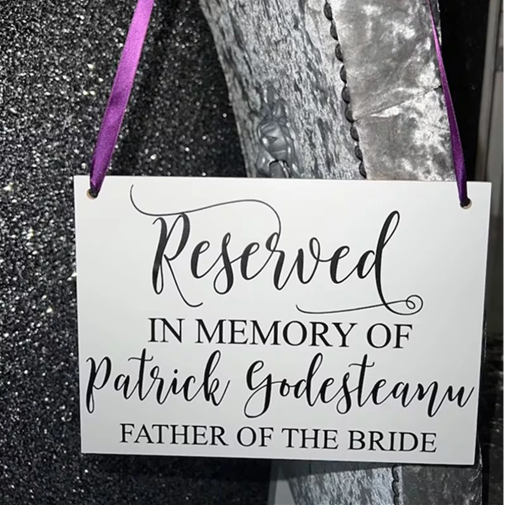 

Personalized Memory Banner for Wedding Chair, Customized Name and Relationship, Reserved Memorial Sign