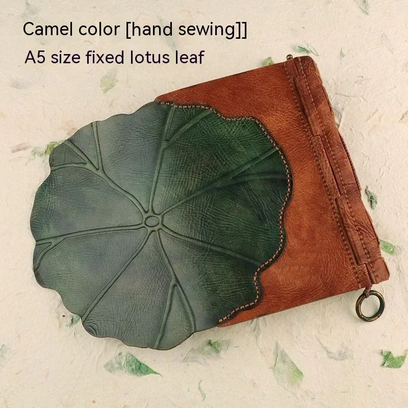 Hand-customized Lotus Leaf Leather Notebook: A5 A6 Retro Style
