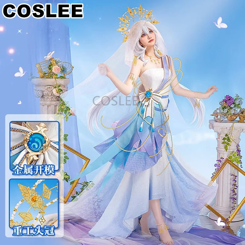 

Косплей-костюм COSLEE Game Genshin Impact Furina, элегантное милое платье QianXi Skin, одежда для вечеринки на Хэллоуин, одежда для ролевых игр