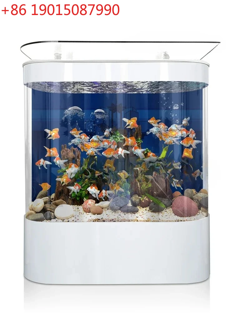 

Living room large household floor-to-wall glass water-free aquarium