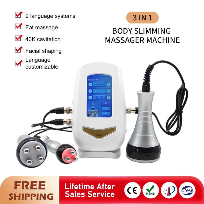 3IN1 40K Ultrasonic Cavitation Body Slimming Machine Ultrasonic Vacuum Instrument Weight Loss Liposuction Tighten Beauty Machine