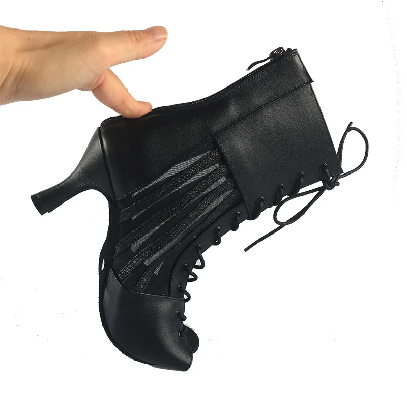 Wedopus femmes paillettes scintillantes personnalisé talon haut 7.5CM Salsa Jazz chaussures de danse talons bottes de danse latine semelle en daim