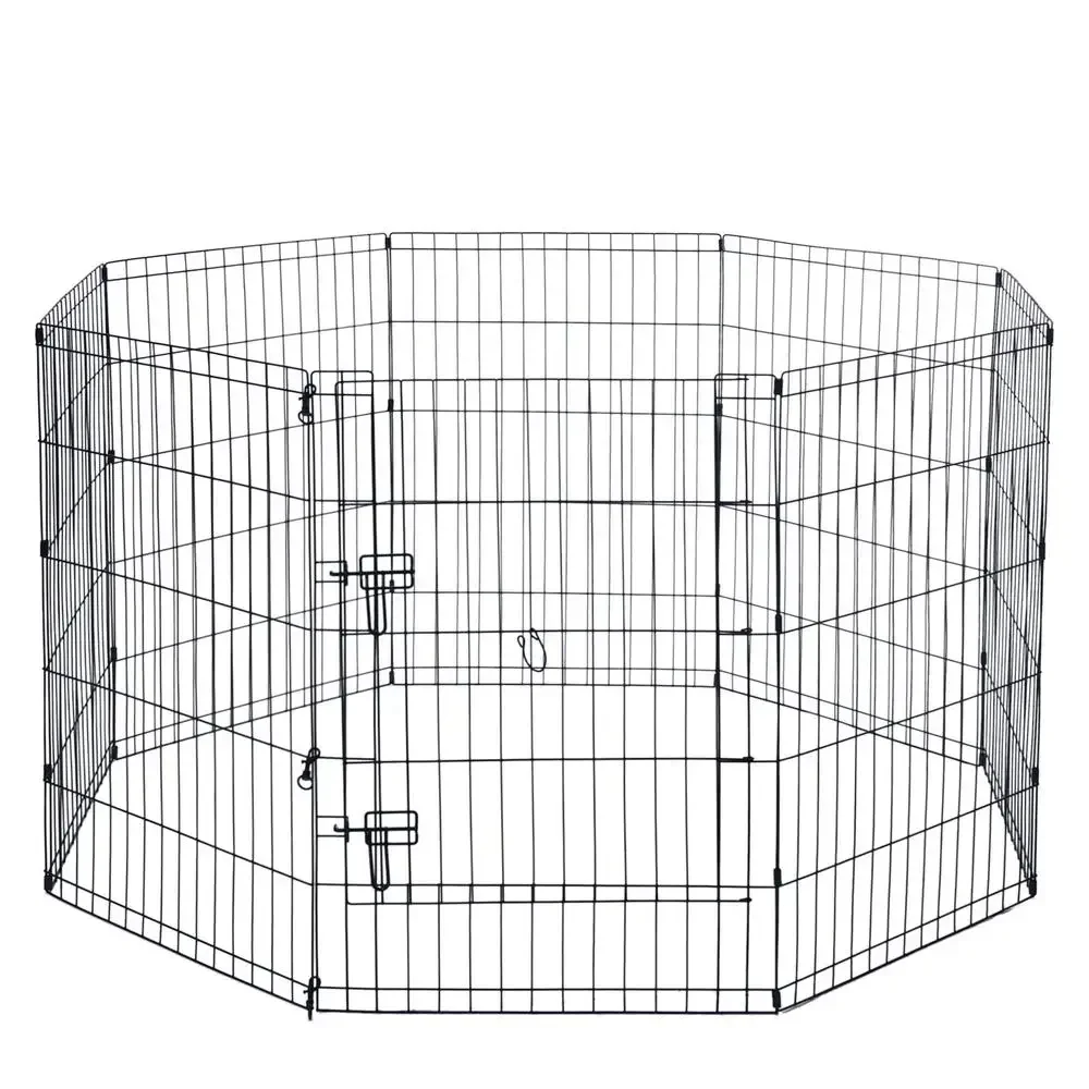 

Customizable 8-Panel Pet Playpen With Door Dogs Up to 70 lbs Flexible Exercise and Play Area Portable and Convertible Heavy-Duty