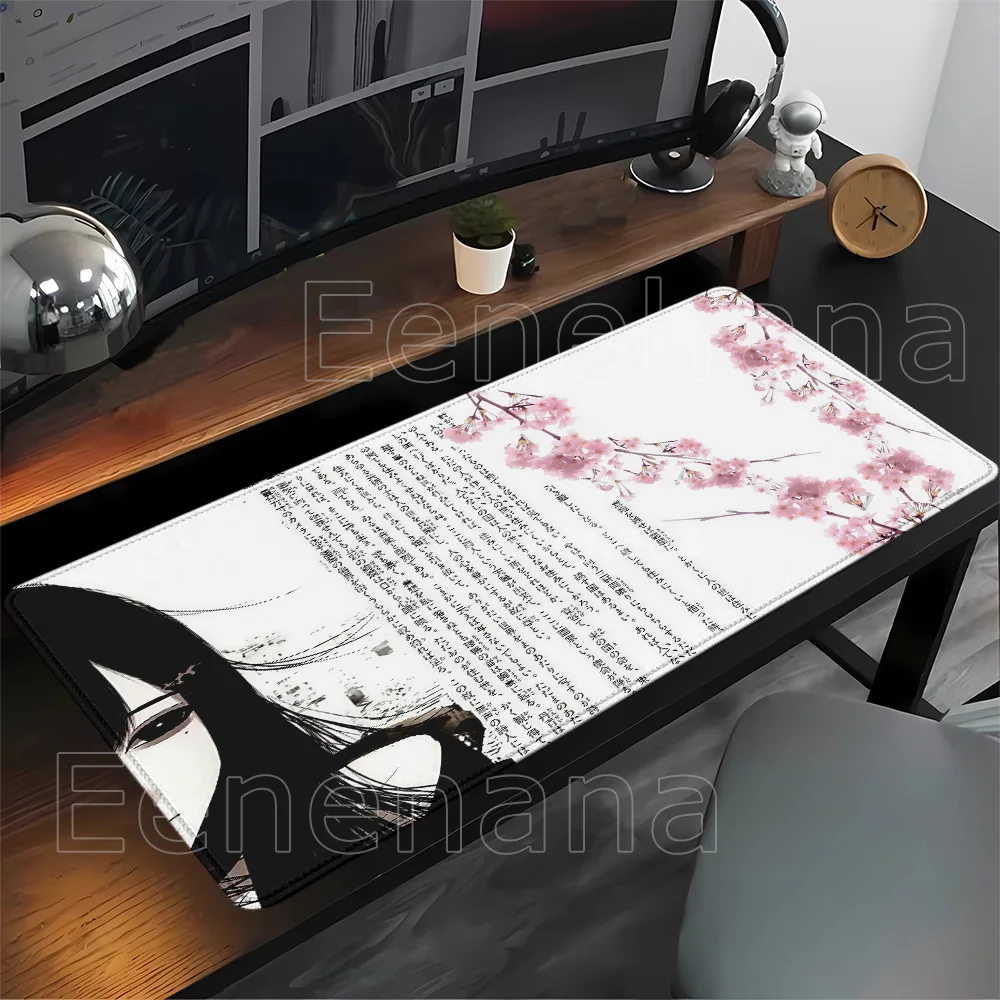 Black White Anime Aesthetics Angel girl Mousepad Mouse Pad Office PC Gaming Keyboard E-Sports Carpets HD printing XXL Desk Mat