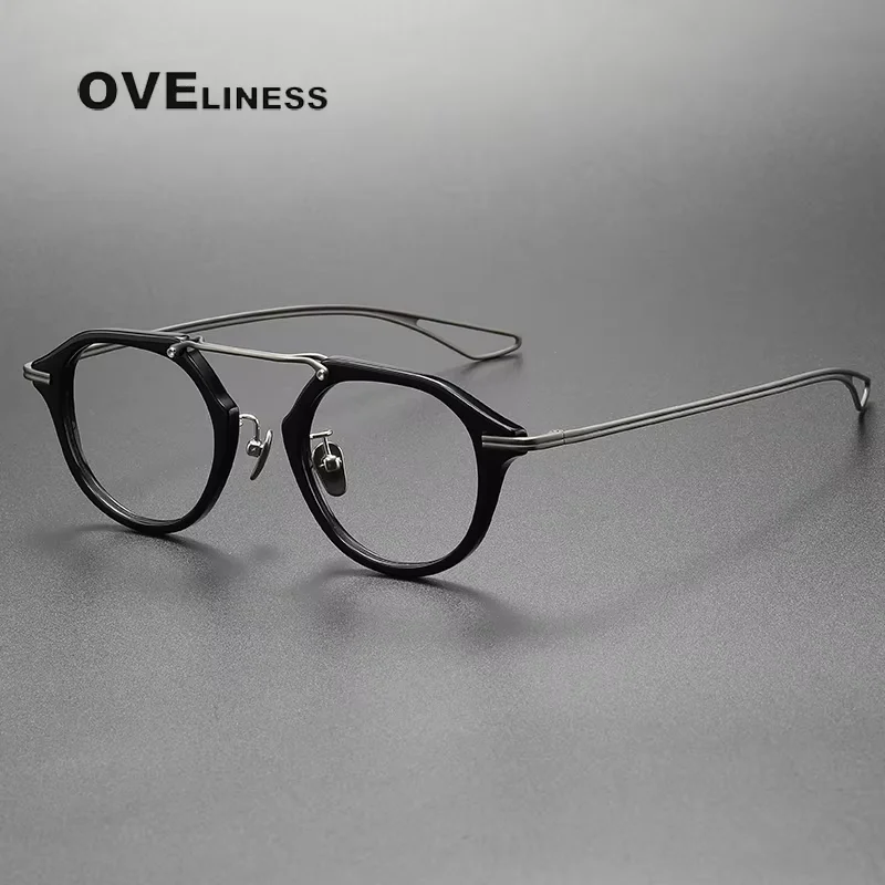 

Acetate Titanium Glasses Frame Men Vintage Retro Eyeglasses frames Women Spectacles High Quality male Eyewear