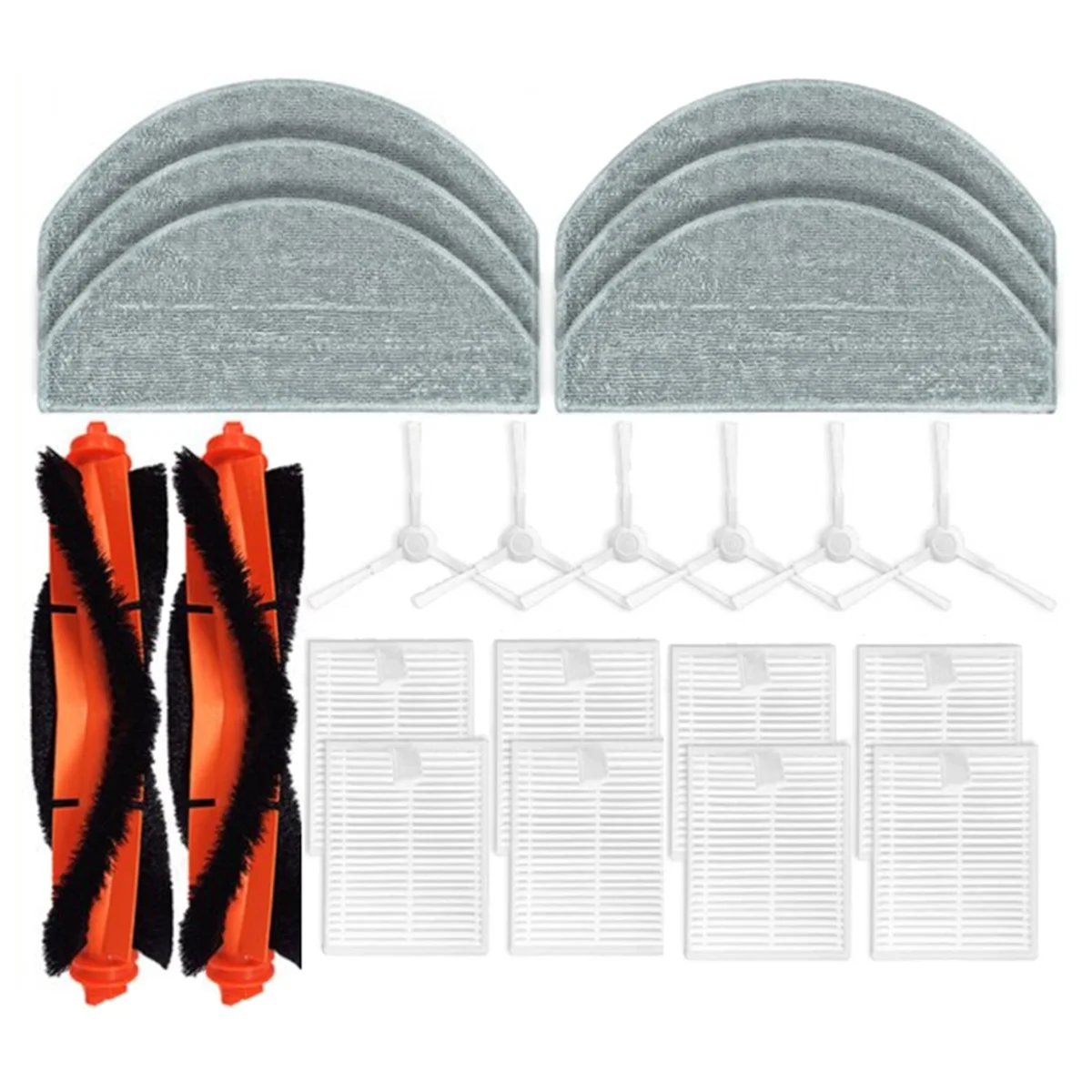 22PCS Accessories Kit for Xiaomi Robot Vacuum E10 B112 / E12 Replacement Parts Main Side Brush Hepa Filter Mop Cloth