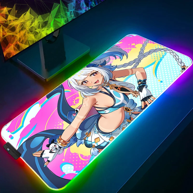 

Коврик для мыши Professional E-sports Gamer Speed RGB PC Gaming Keyboard Pad Светодиодный ноутбук Genshin Impact Mu Bravo Настольный коврик Милый коврик для мыши
