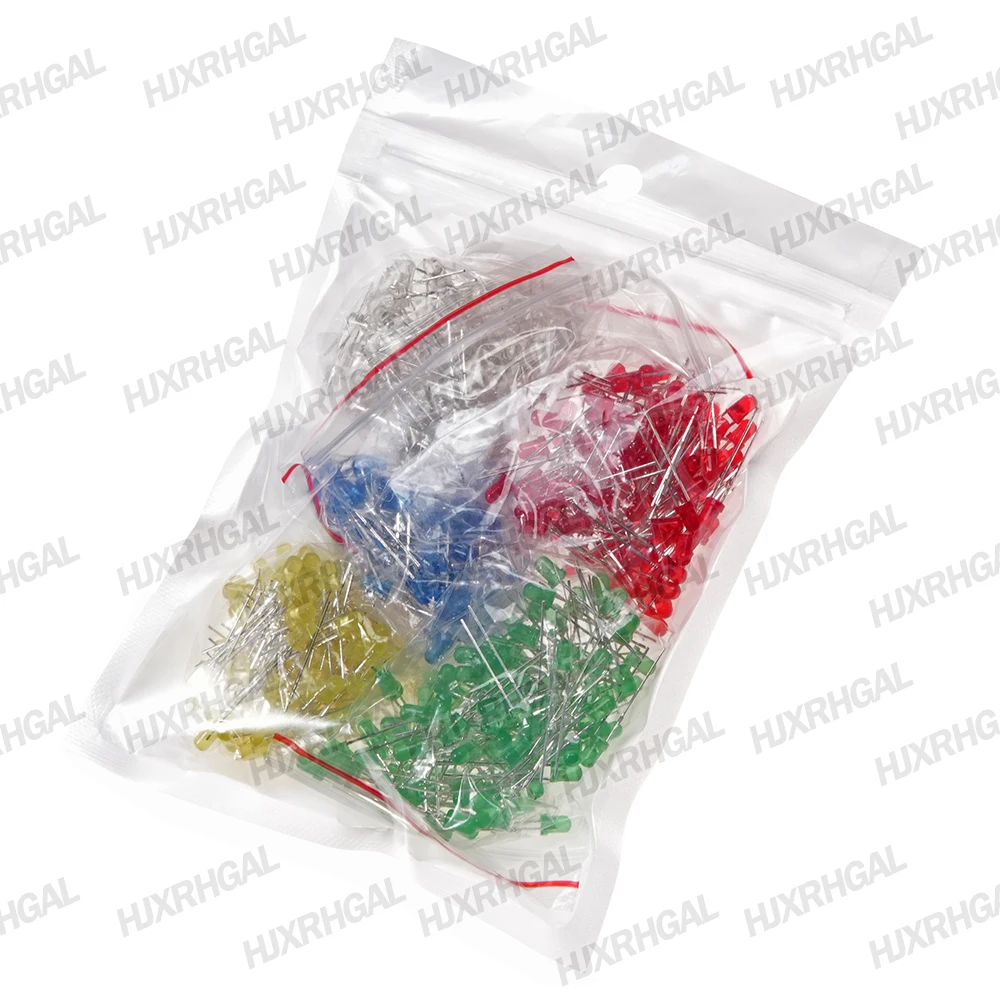 500Pcs 3MM LED Diode Kit Mixed Color Red Green Yellow Blue White