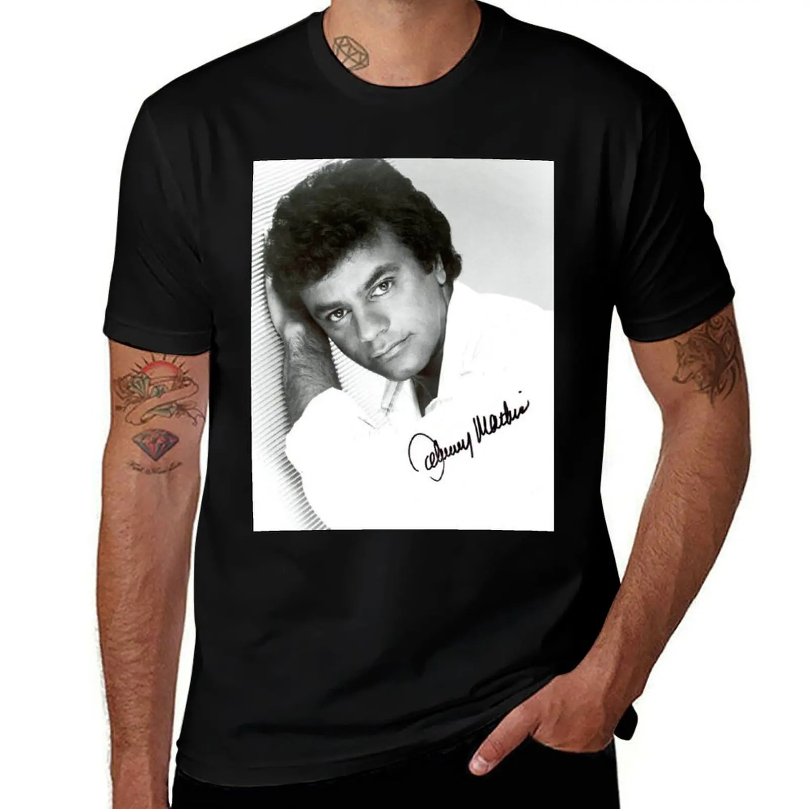 johnny mathis autograph T-Shirt Basic Solid Color Casual Tee Shirt T-Shirt