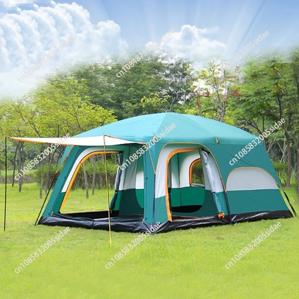 Large Tent 6 Person,Family Cabin Tents,Straight Wall,3 Doors and 3 Windows with Mesh,Waterproof