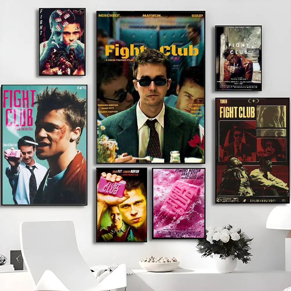 Cult Movie Fight Club Anime Posters Sticky Waterproof Paper Sticker Coffee House Bar Kawaii Room Decor