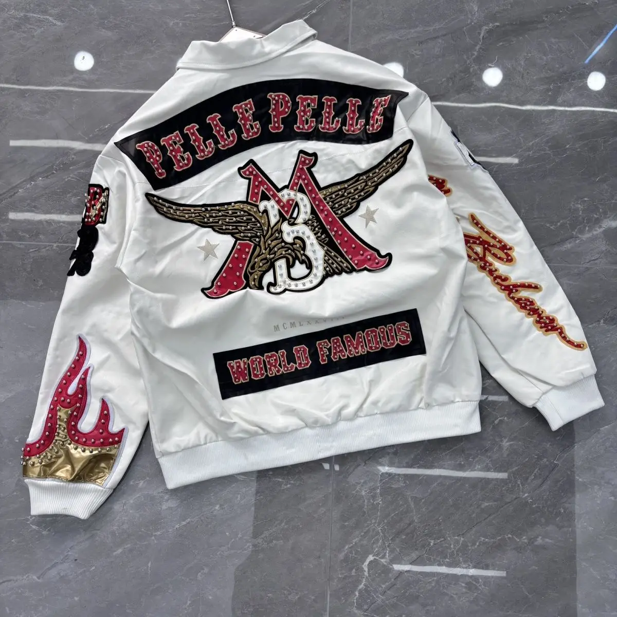 

Hip Hop Eagle Embroidery Leather Jacket Women 1978 American Vintage Streetwear Motorcycle Cool Flame Decorated Unisex Jackets