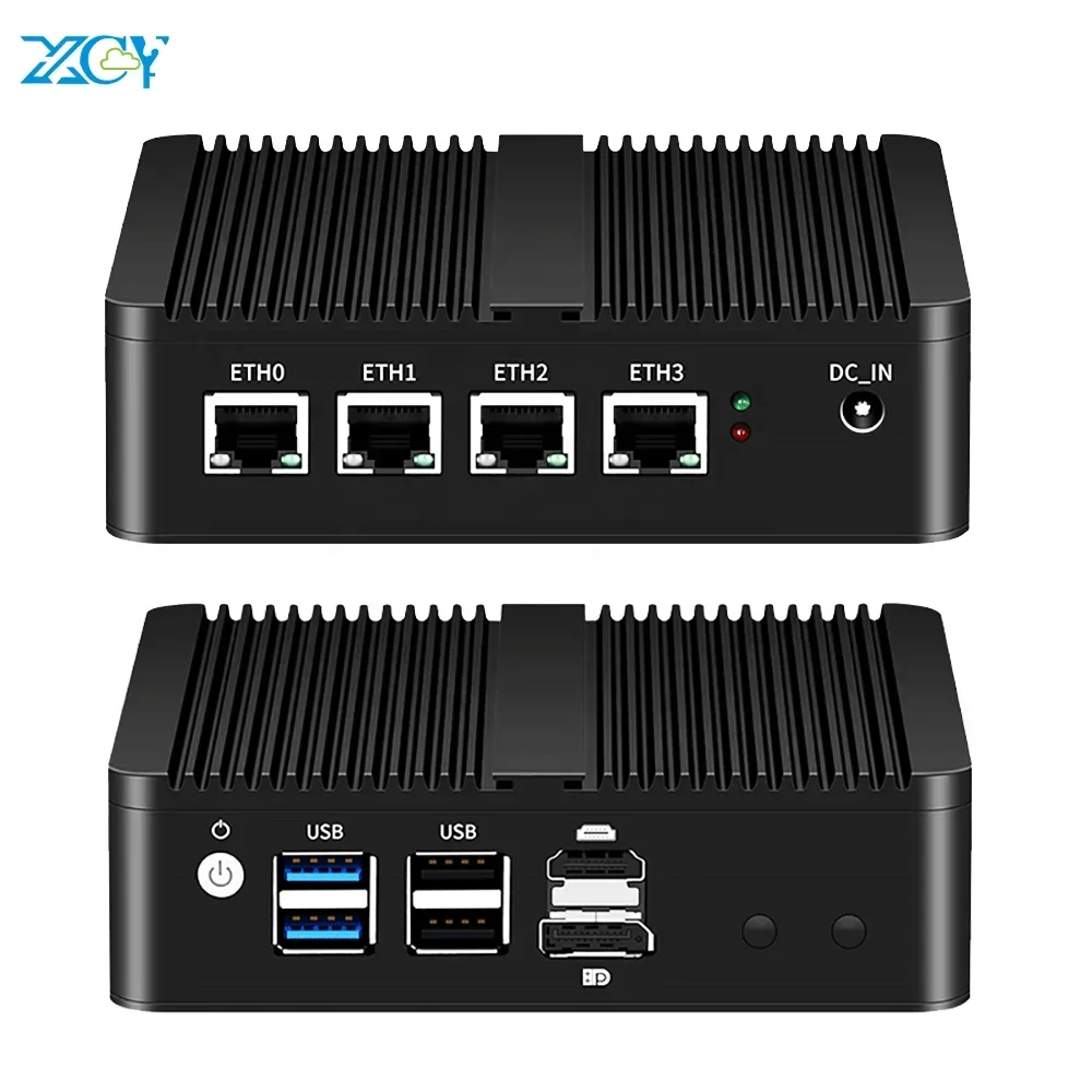 Router portátil do PC do Firewall, núcleo do quadrilátero, N100, PFsense, DDR5, 4LAN, 2.5G, I225V, Ethernet do gigabit de NIC, escritório home, mini servidor