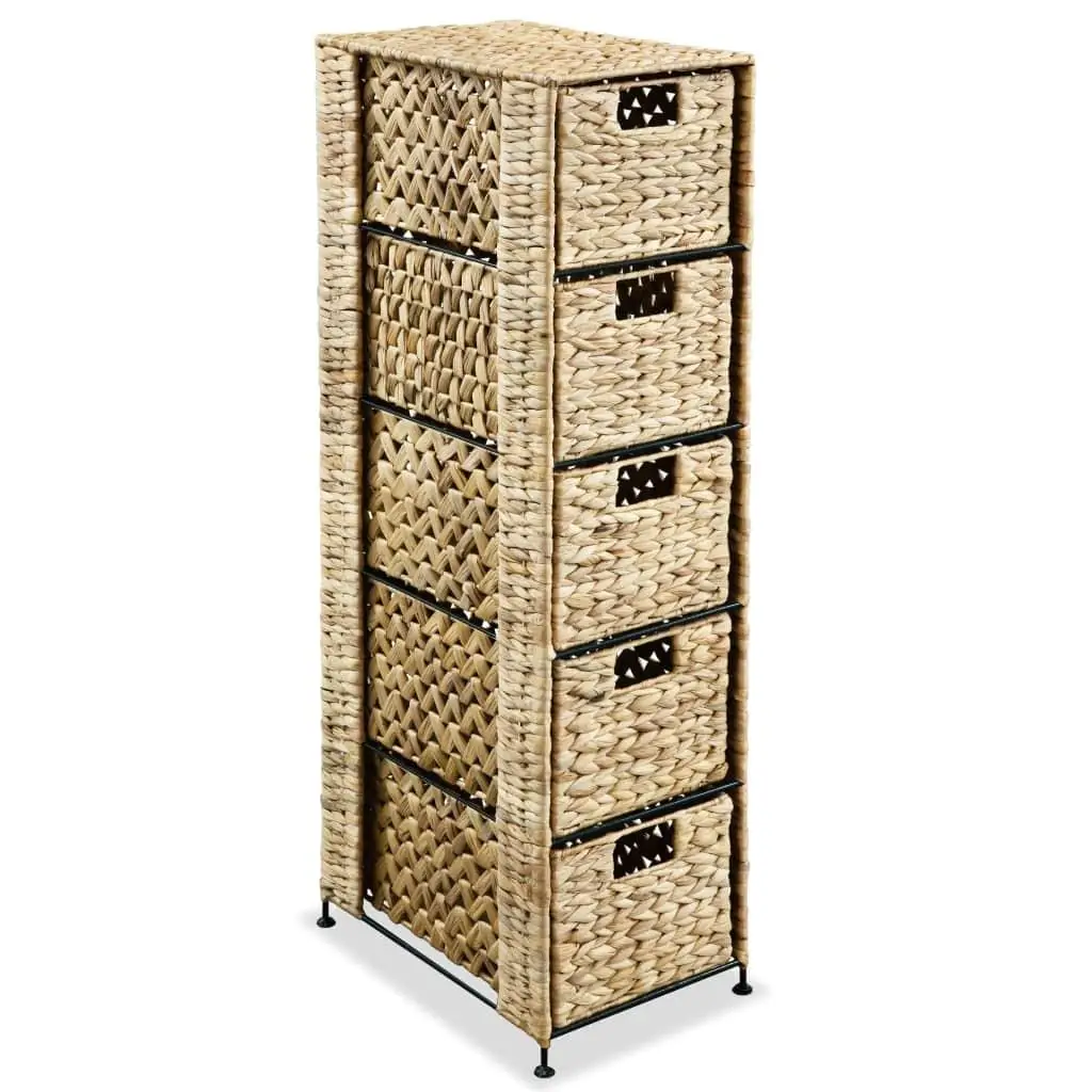 5-Basket Storage Unit, Water Hyacinth Organizer, 10x14.6x39.4 Inches - Stylish & Functional Storage Solution