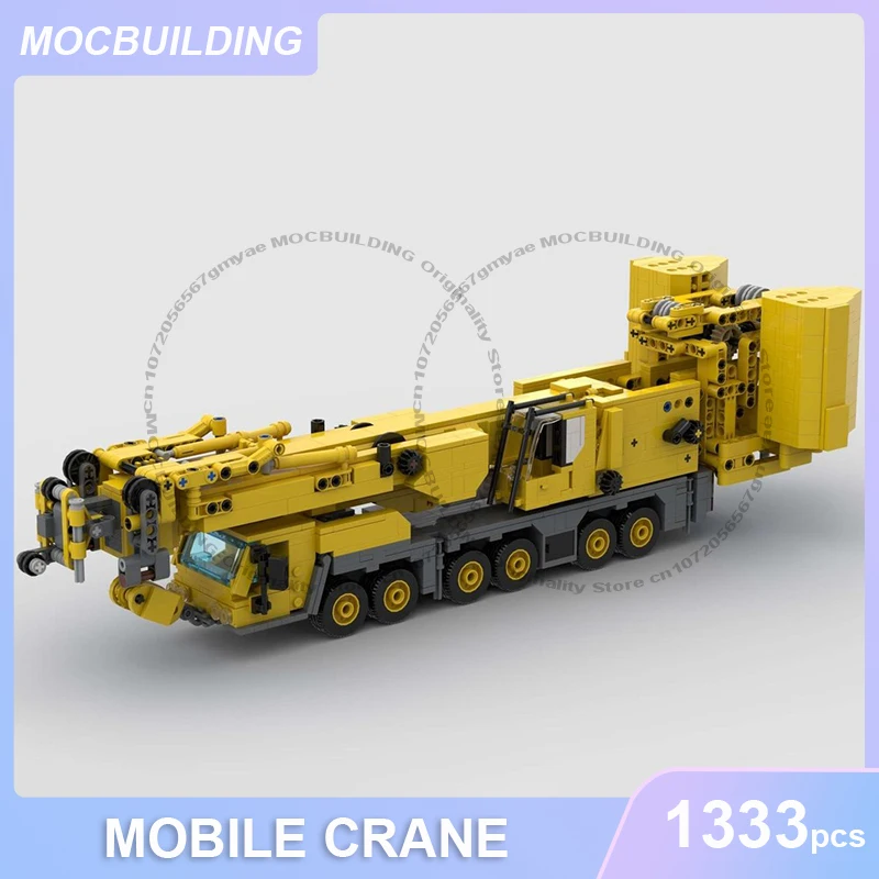 

Модель МОБИЛЬНОГО КРАНА MOC, строительные блоки, сделай сам, сборка кирпичей, транспортная коллекция, креативный дисплей, рождественские игрушки, подарки, 1333 шт.