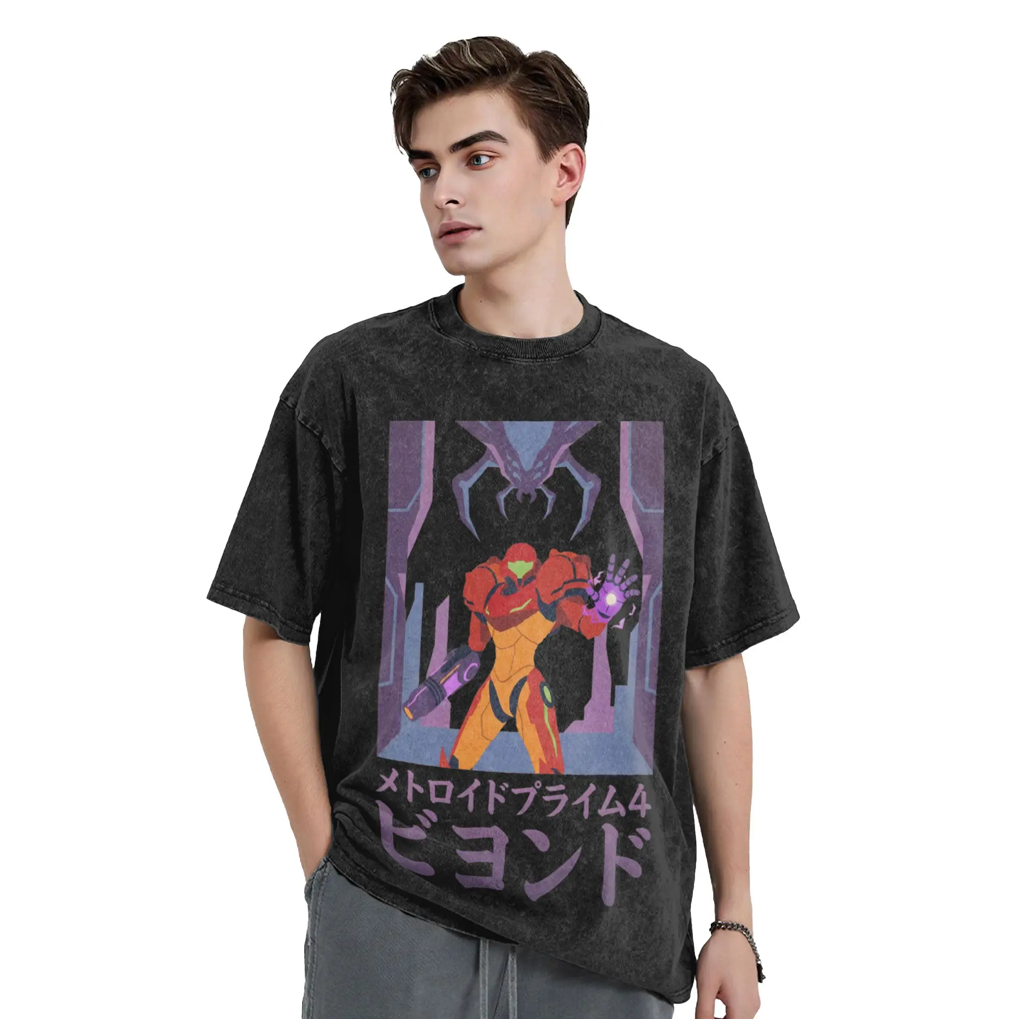 Metroids Hero Game Samus T-Shirt  Simple T Shirts Short-Sleeve Streetwear Tops Summer Cotton O-Neck Oversized Tees
