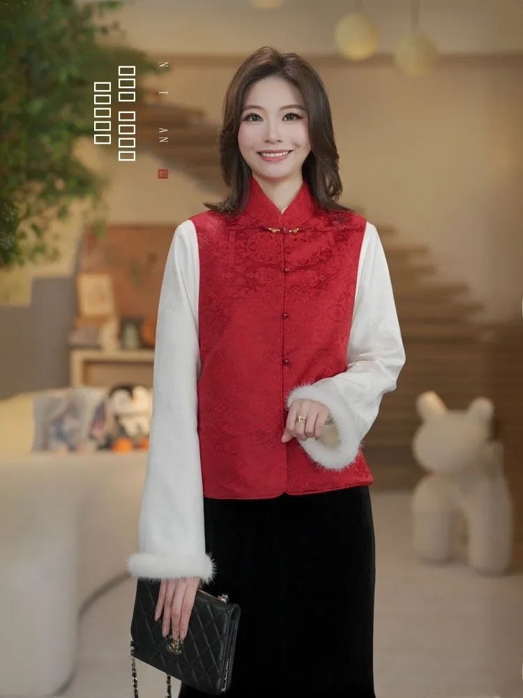 

Красная шелковая накидка-жакет из натурального шелка, двусторонняя, женская, в китайском национальном стиле, укороченная, для ношения поверх одежды