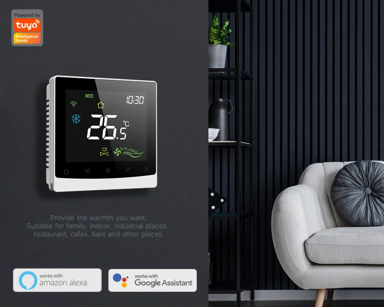 2025 Tuya Wifi Fan Thermostat Smart in Room Rs485 Modbus Program Thermostat Ac Control
