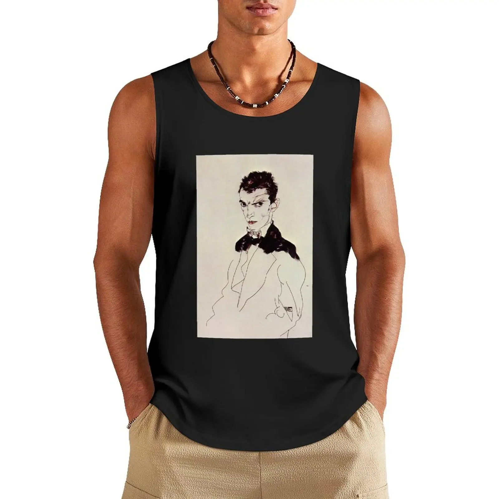 Egon Schiele Goodies - Self Portrait Tank Top summer clothes man 2024 Bodybuilding clothing man gym clothes men