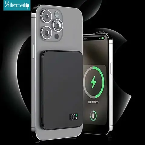 Xilecaly 초박형 합금 보조베터리 자기 보조베터리 iPhone 16 15 13 14 Magsafe 용 백업 배터리 용 무선 고속 충전기