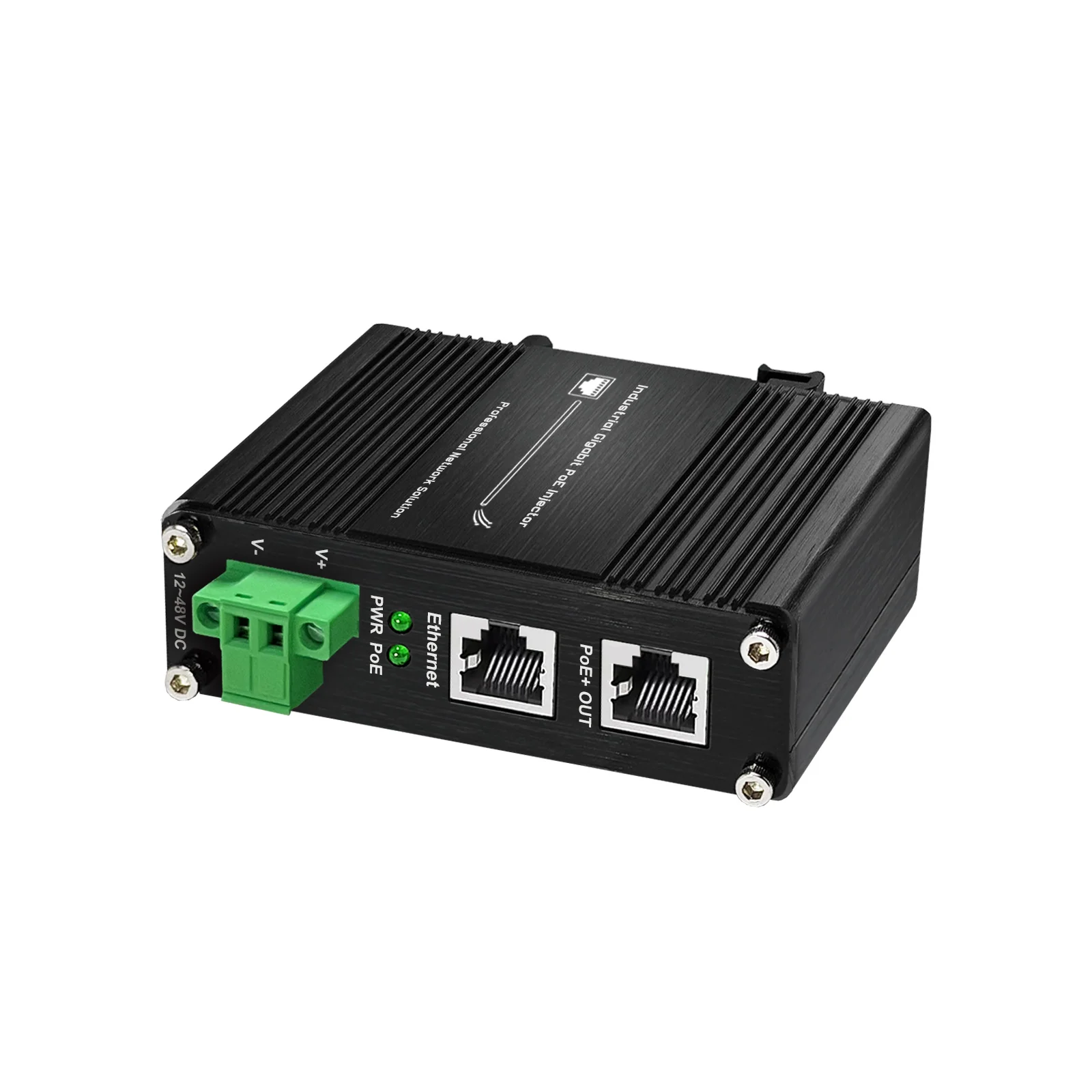 Industrial Gigabit PoE Injector, 30W/95W PoE Adapter, IEEE802.3 af/at/bt, 12~48V DC Input, DIN-rail or Wall-mount Installation