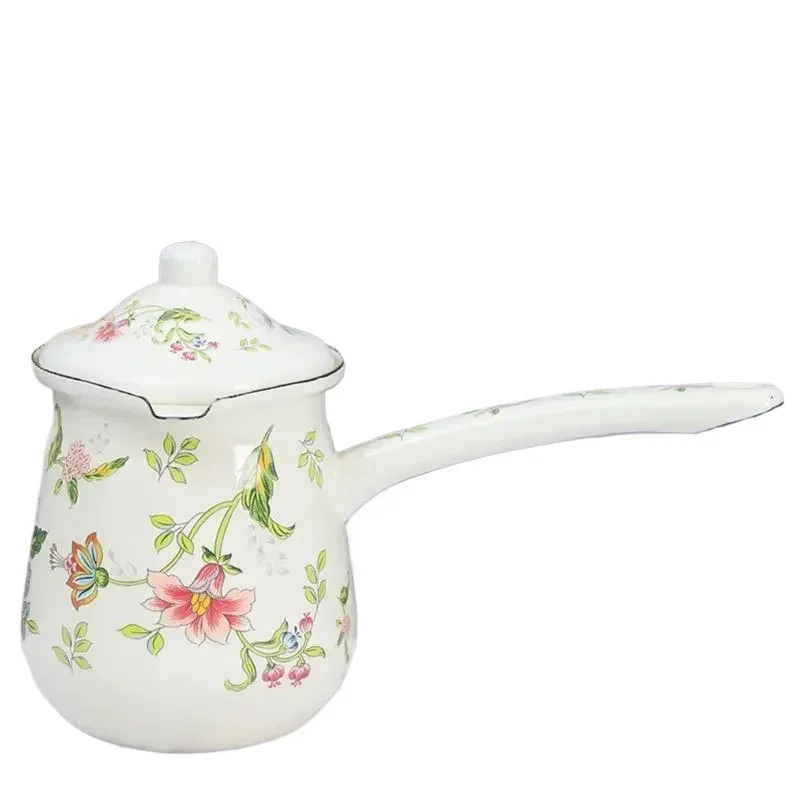 

700ml European Enamel Soup Pot Mini Coffee Pot Hot Milk Coffee Butter Milk