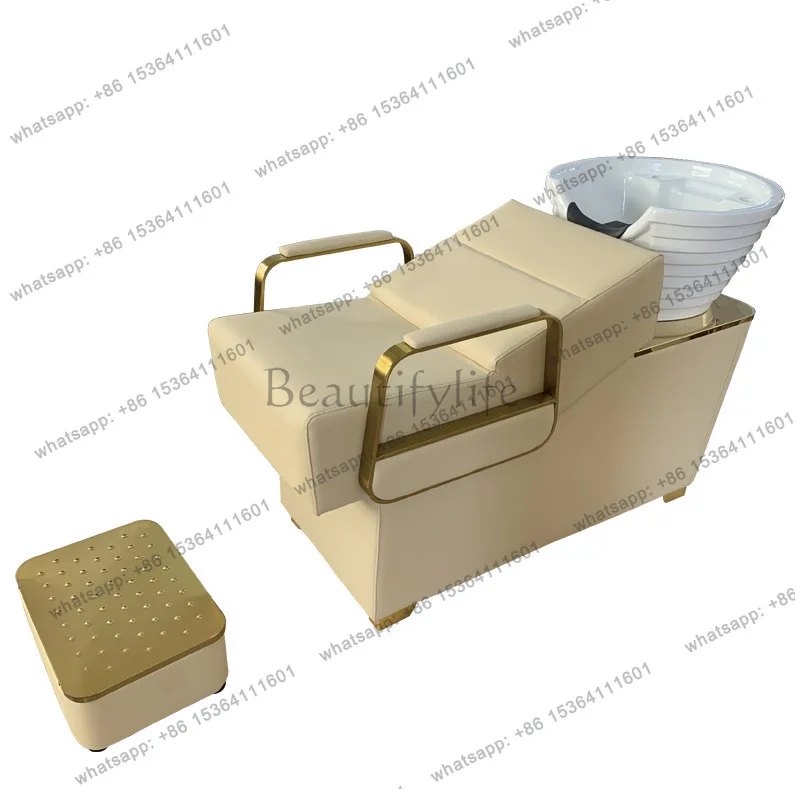 Factory Direct Sales Barber Shop Shampoo Bed Semi-Reclining Ceramic Stainless Steel Hair Salon Special Light Luxury