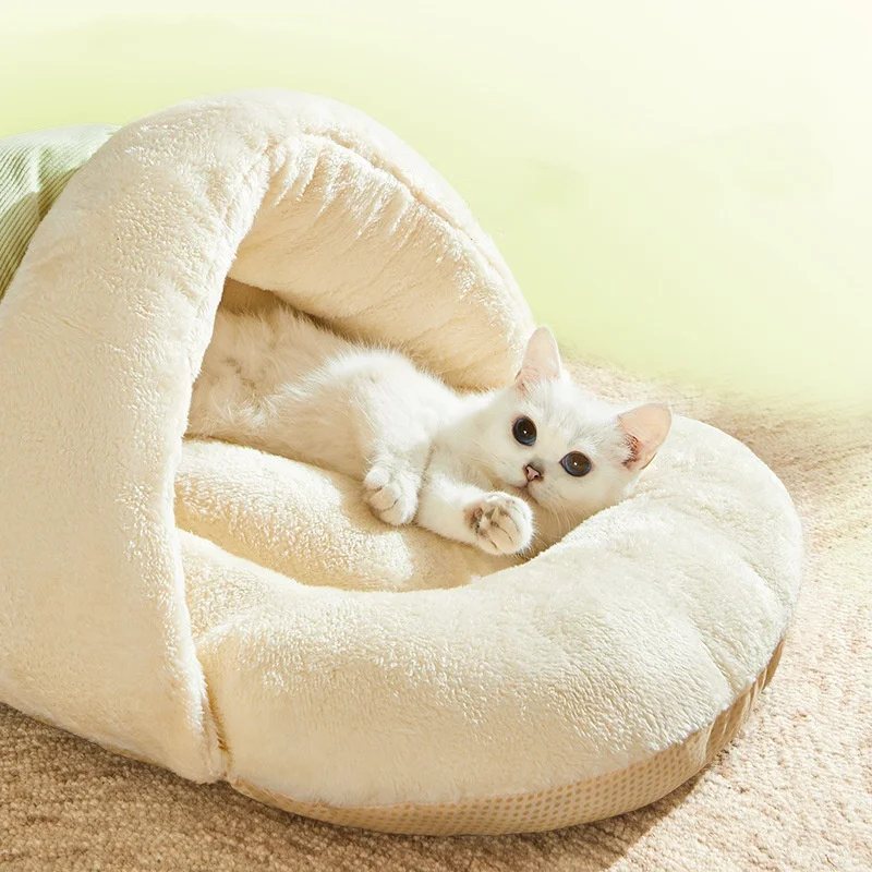 Cat Cave Bed Cat Bed for Indoor Cats Sleep Cuddle Cave for Indoor Cat Ultra Soft Plush Mini Dogs Cave Bed Slip Resistant Bottom