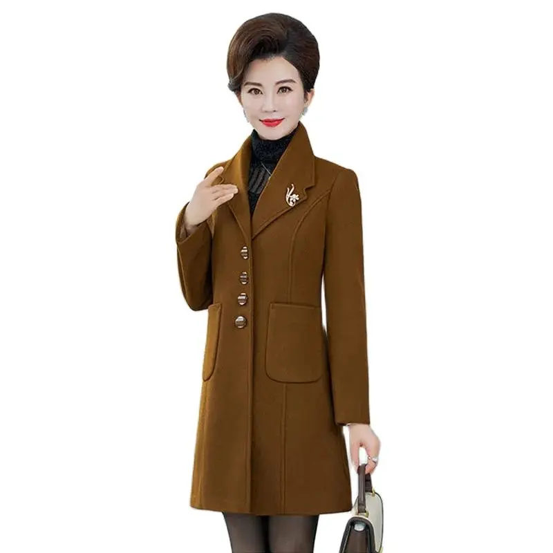 

Fashion Casual Woolen Ladies Temperament Long Slim Suit Collar Thick Cotton-padded Loose Warm Woolen In Winter