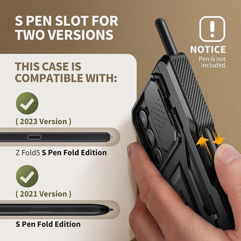 For Samsung Galaxy Z Fold 5 Phone Case Full-Body Rugged Shockproof Protection with Belt-clip Kickstand Built-in Screen Protector