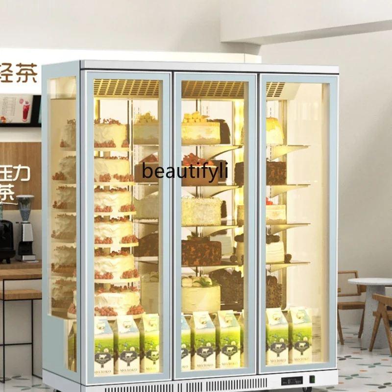 Vertical Cake Show Case Commercial Refrigerated Dessert Fruit Flowers Fresh-Keeping Cabinet