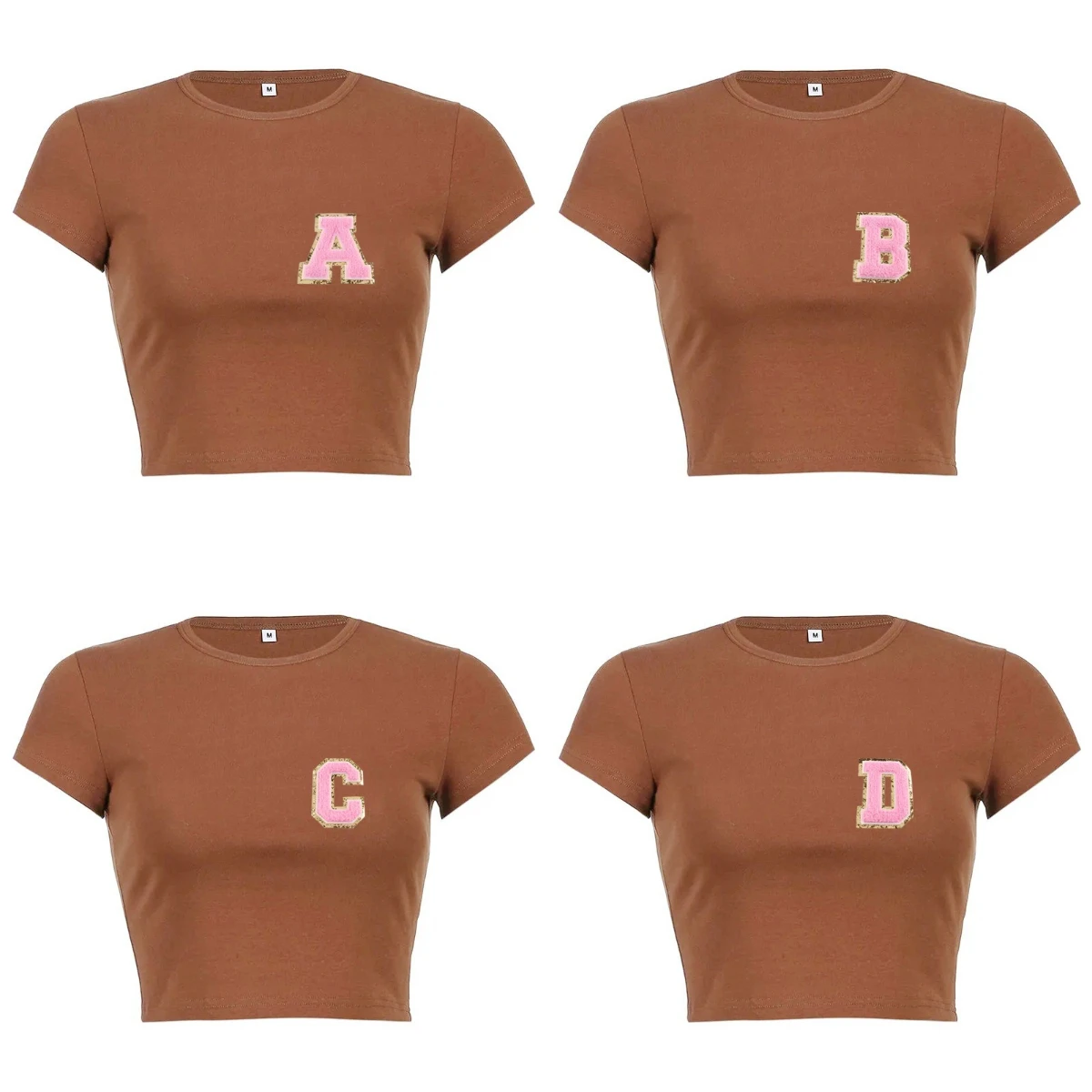Brown Letter Decal Casual Short-sleeved Harajuku Tee Street Sexy Summer Slim Thin Tops Female Y2k