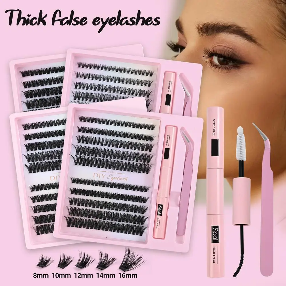 가짜 속눈썹 클러스터 키트 두껍고 곱슬한 30D, 40D, 60D DIY 분할 속눈썹 연장 메이크업 도구