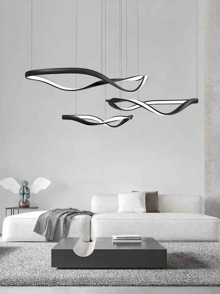 Nordic Curve Ring Led Chandelier Lighting Living Dining Room Pendant Lights Home Decor Bedroom Hanging Lamps Luminaire