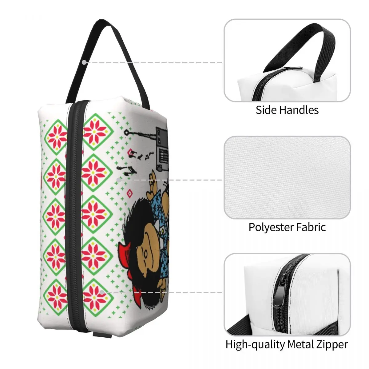 Travel Cartoon Mafalda Christmas Toiletry Bag Comic Humor Colorful Cosmetic Makeup Organizer Women Beauty Storage Dopp Kit Case