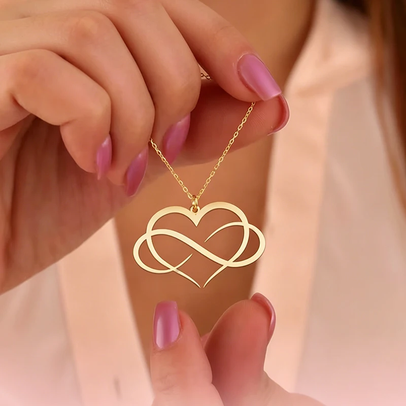 Edelstahl-Halsketten mit Herz-Unendlichkeitssymbol-Anhänger, modische Halskette für Damen, Schmuck, Partygeschenke