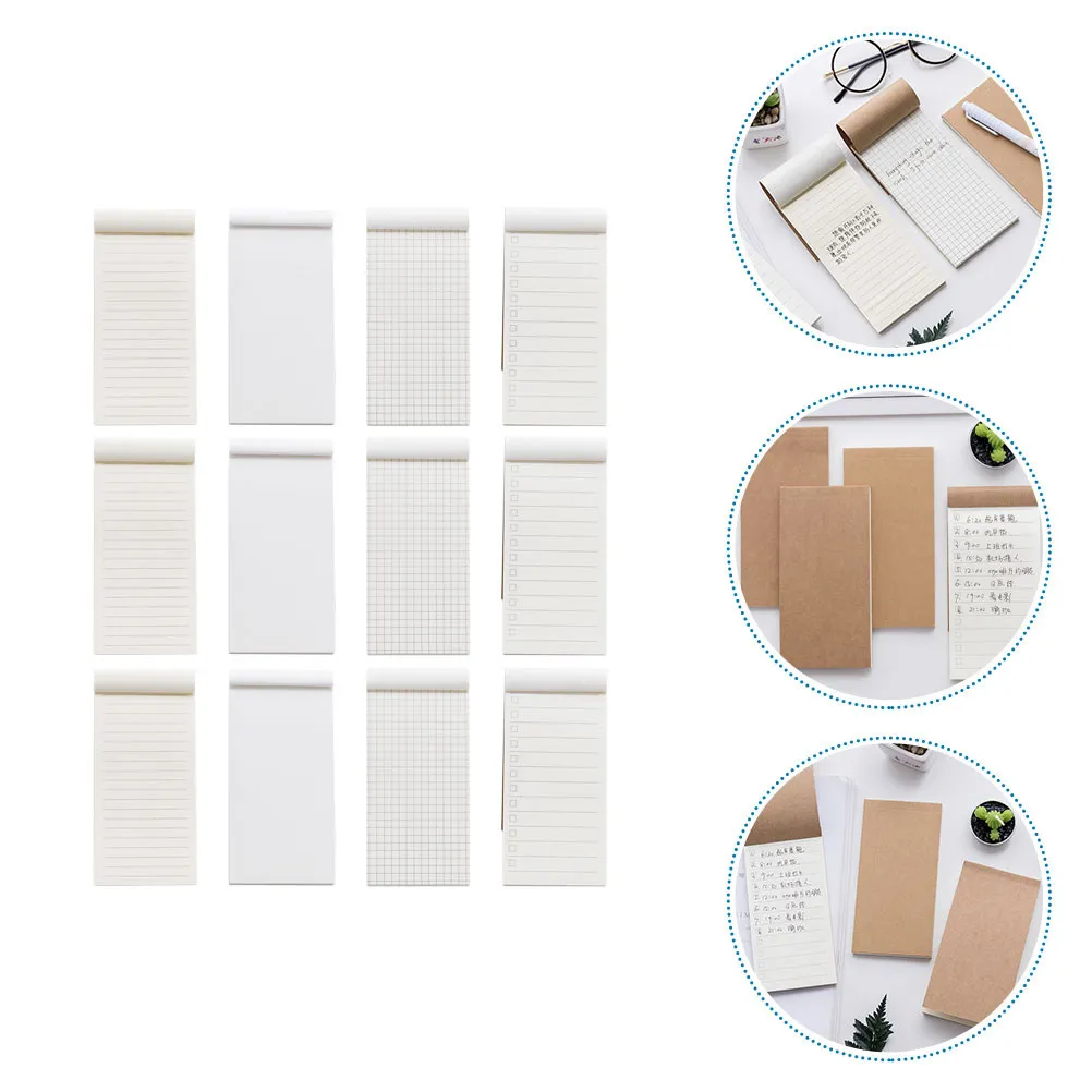 12Pcs Portable Mini Notepad Set for Time Management Students Planning Scheduling Agenda Pocket Note Pad Creative Simple