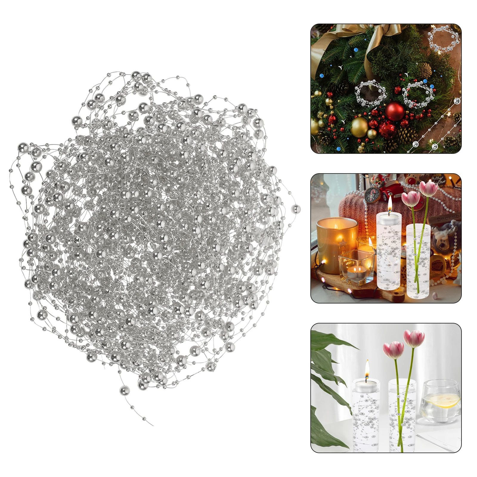 

30 Pcs Artificial Pearl Beads Chain for Vase Decor DIY Craft Wedding Favors Elegant Fake Pearls String Plastic Bouquet Home