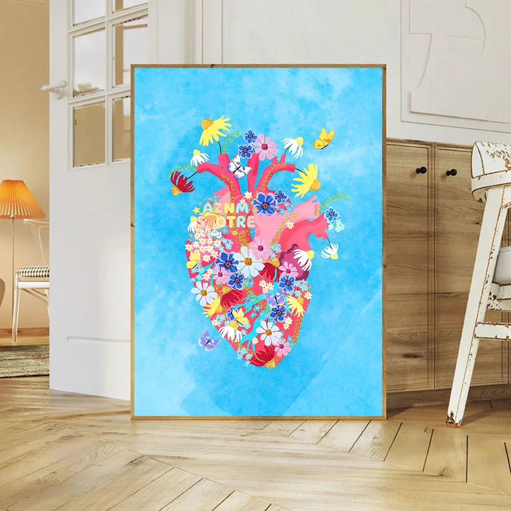 Passion Is Power Girl Flower Poster Self-adhesive Art Waterproof Paper Sticker Coffee House Bar Room Wall Decor
