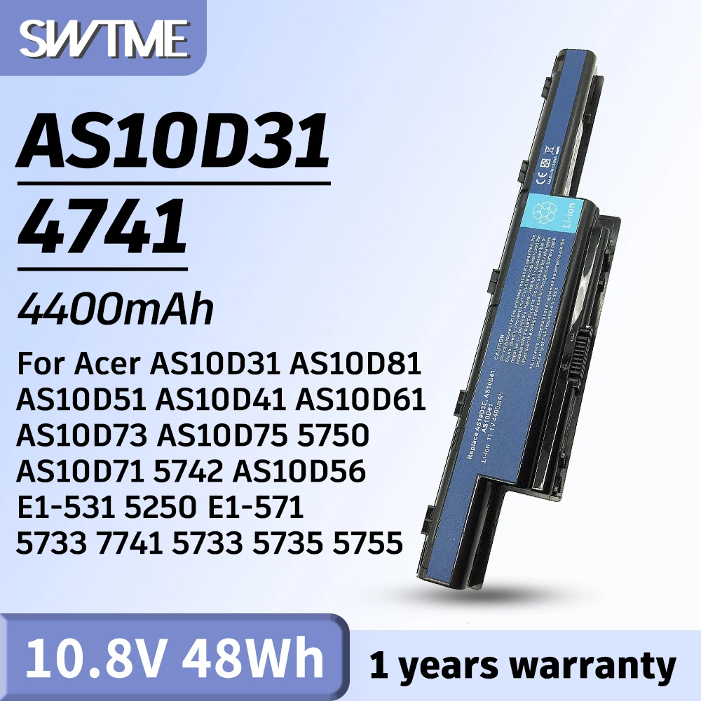 Battery AS10D31 AS10D41 AS10D51 AS10D61 AS10D71 AS10D73 AS10D75 AS10D81 5250 5336 5551 5552 5560 5733Z AS5741 7251 7551 7741